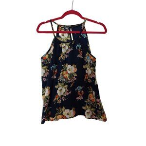 Color Swatch Womens Floral Halter Top With Back Button Closure